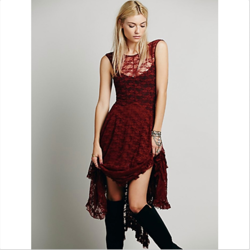 FP NWOT French courtship slip dress, Burgundy
